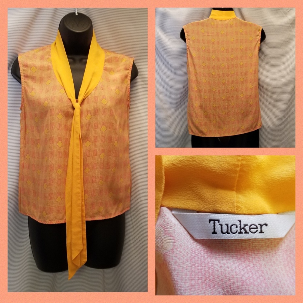 Tucker small sleeveless lightweight top w faux tie